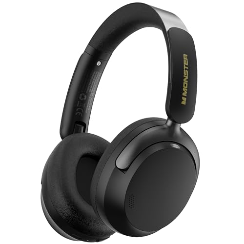 Monster Persona 3rd ANC Bluetooth Headphones, Over Ear Headphones with Bluetooth 5.4, 70 Hours Playtime Noise Cancelling Headphone with Mic, Foldable Lightweight Headset Comfort Fit, Black