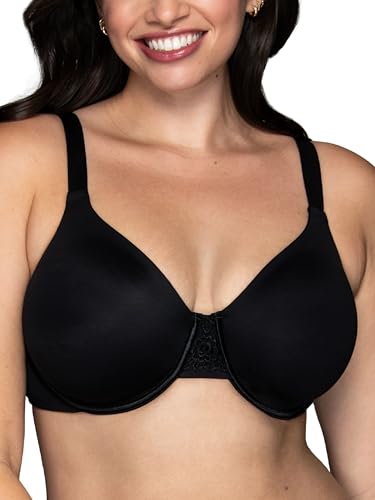 Vanity Fair Women's Beauty Back Smoothing Minimizer Bra, Minimizes Bust Line up to 1.5", Non Padded Cups up to H - Midnight Black, 38G