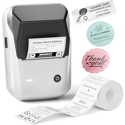 NIIMBOT B1 Label Maker Machine, Thermal Label Printer Easy to Use for Office, Home, Business, Came with 1 Roll White Label(Sliver)