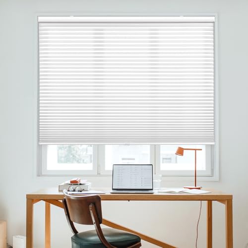 DEZ FURNISHINGS Cordless 1.5" Light Filtering Cellular Shade, 62" W x 60" H, White