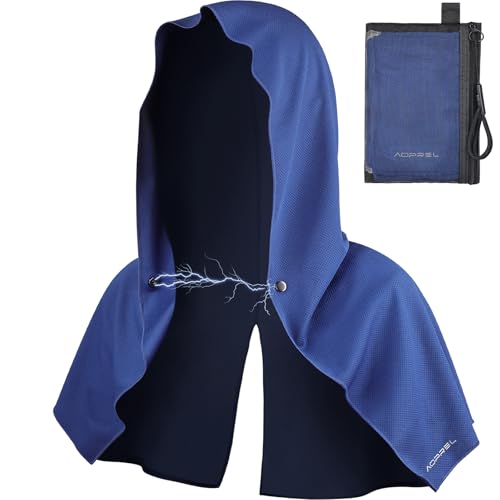 AOPREL Cooling Hoodie Towel Magnetic Lock Towels for Neck and Face UV Protection, Moisture-Wicking for Camping Gym and Yoga