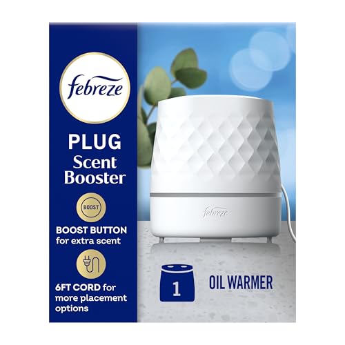 Febreze Plug Scent Booster in White, Continuous Scent Device Oil Diffuser, Compatible with Febreze Air Freshener Plug in Refills - Refills not Included