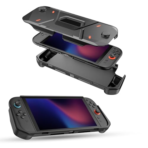 FIWWAT Protective Case for Nintendo Switch 2 (2025), TPU Middle Frame & PC Front Protector 360° Protection, Non-Slip Ergonomic Grip, Shockproof & Anti-Scratch Shell Cover, Black