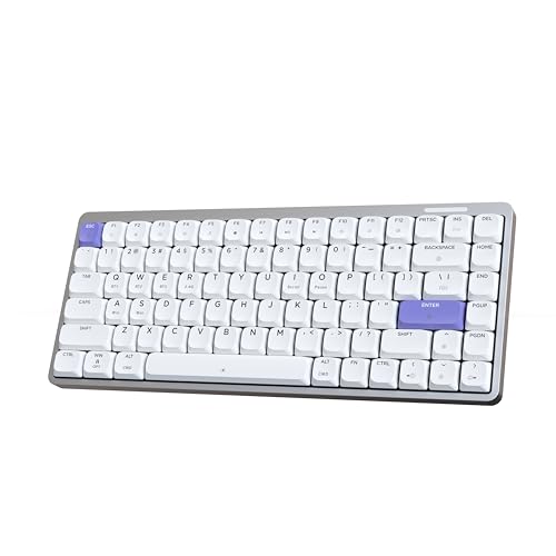 EPOMAKER Luma84 Low Profile Aluminum Mechanical Keyboard, QMK/VIA Programmable, Tri-Mode Wireless, Win/MAC/Linux Compatible, RGB Backlight (White&Purple, Gateron Low-Profile Red Switch)