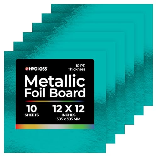 Hygloss Metallic Cardstock Sheets – 10 Shiny Light Blue Sheets, 12” x 12” - Sturdy 10 pt. – Metallic Foil Board Paper for Crafts, Scrapbooking, Posters & Decorations
