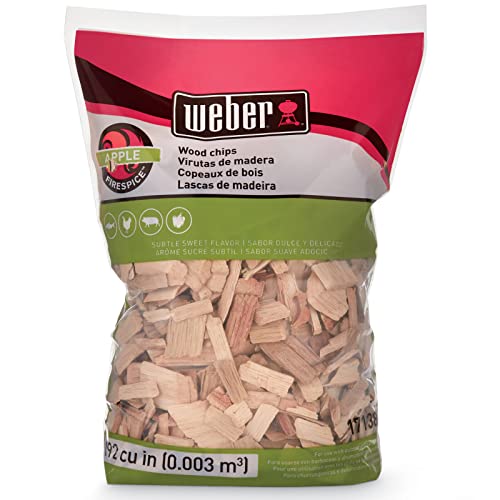 Weber Apple Wood Chips, 2 lb – Premium BBQ Smoking & Grilling Chips for Subtle, Sweet Apple Flavor – Ideal for Beef, Lamb, Poultry, Pork & Fish