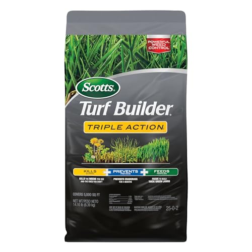 Scotts Turf Builder Triple Action1, Combination Weed Control, Weed Preventer, and Fertilizer, 25-0-2, 5,000 sq. ft., 14.10 lbs.