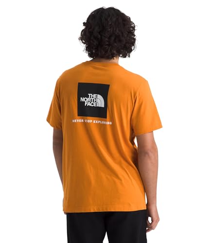 The North Face Men's Core Box NSE Short Sleeve Tee - Classic Logo Graphic Tee, Soft Cotton Fabric, Regular Fit, Dust Orange, Medium