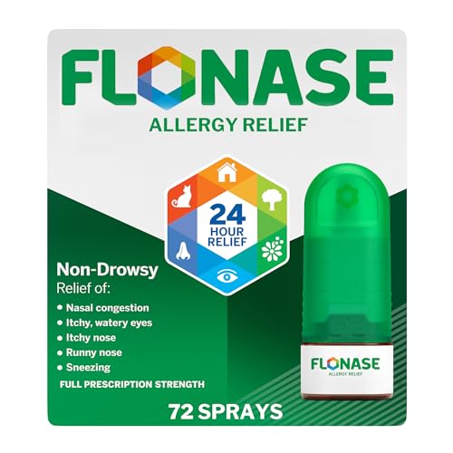 Flonase Allergy Relief Nasal Spray, 24 Hour Non Drowsy Allergy Medicine, Metered Nasal Spray - 72 Sprays - Fall and Seasonal Allergy Relief