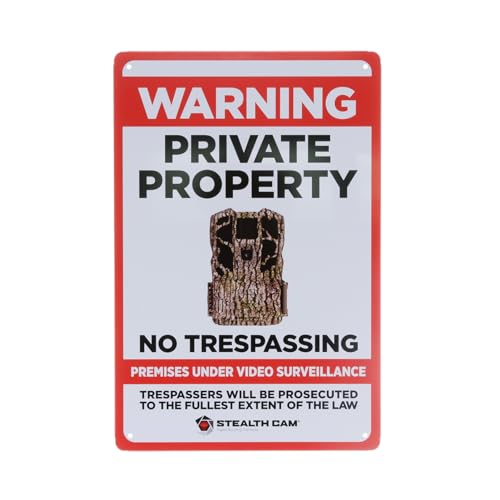 Stealth CAM Durable Attachable 8"x12" Tin Outdoor Security Alert Warning Private Property No Trespassing Live Wireless Video Area Surveillance Sign