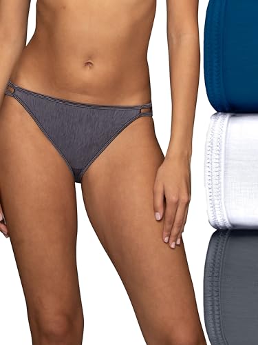 Vanity Fair Illumination String Bikini Panty 18108, Navy/White/Steele, 5 (18309)
