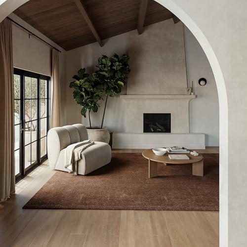 Rugs USA Maru Handmade, Dark Brown, 7'6" x 9'6", Solid, Wool, Soft and Cozy, High Traffic, Stain Resistant, Easy Clean, Durable Area Rug for Bedroom, Living Room, Dining Space, Den, Foyer, Entryway