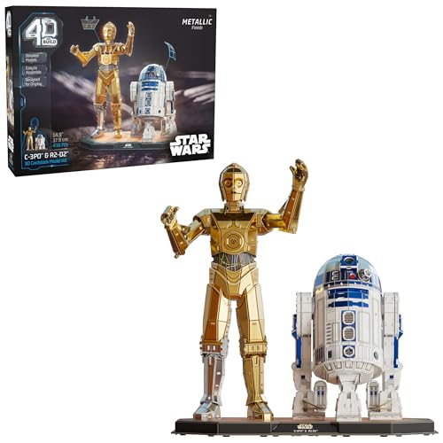 4D Build, Star Wars C-3PO & R2-D2 3D Model Kit with Stand, Star Wars Collectibles & Desk Décor, Adult Puzzles, Easter Gift, 416 Pieces, 3D Puzzles, Gift Ideas for Ages 12 & Up
