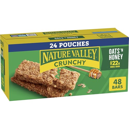 Nature Valley Crunchy Granola Bars, Oats 'n Honey, 48 Ct, 35.76 oz (24 Pouches)