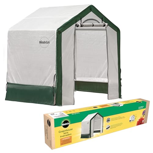 Miracle-GRO 6' x 4' x 6' Outdoor Mini Walk-in Greenhouse Plant Tent, All-Season Small Walk-in Plant Growth Accelerator with UV-Treated Fabric Cover and Zippered Panels, Clear
