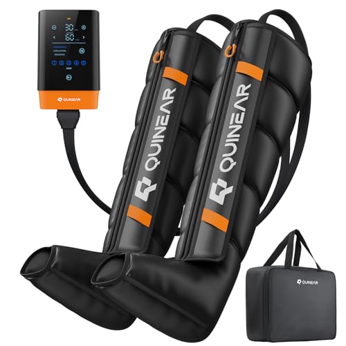 QUINEAR Cordless Leg Recovery System with 5-Zone Air Compression, Leg Massager for Circulation with 11 Levels & 3 Modes, Compression Boots for Athletes, Officer, Elderly(Medium)