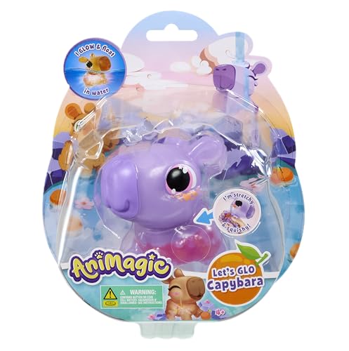 Animagic Let's Glo Capybara Purple | Squishy Water Toy Floats and Glows | Ages 4+