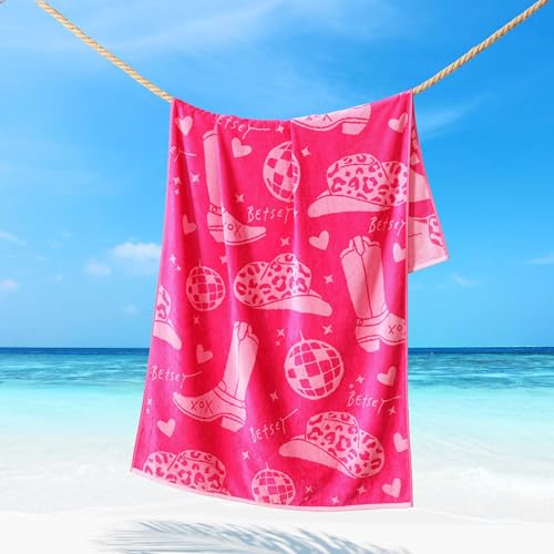Betsey Johnson - Beach Towel, Absorbent Printed Beach Essentials, Perfect for Pool and Beach Days, Oeko-Tex Certified (Western Wear Pink, 36" x 72")