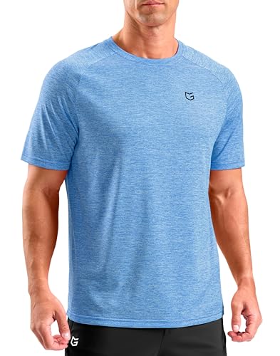 G Gradual Mens Workout Dry Fit Shirts Athletic Performance T-Shirts Moisture Wicking Lightweight Tee Shirts for Gym Running(Azure Blue,L)