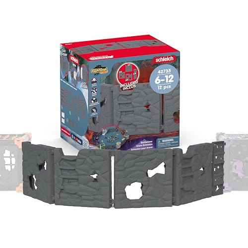 Schleich Eldrador Creatures - 12 PC BattleCave Arena Extension Playset - Includes 12 Walls to Build Your BattleCave Fortress | 42735