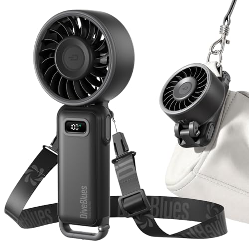 Diveblues Portable Turbo Fan, 100 Speed Handheld Fan with Strong Airflow, Foldable 4 in 1 Personal Fan for Neck, Desk & Travel, USB-C Rechargeable, Lightweight for Summer, Concerts & Outdoor Use
