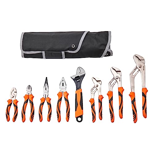VEVOR 8-Piece Pliers Set, High Carbon Steel - 12", "10", "8" Groove & Linesman's Pliers & Adjustable Wrench & Tool Bag