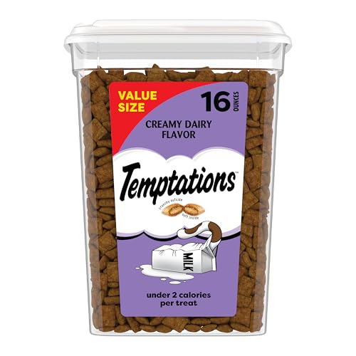 Temptations Cat Treats, Classic Crunchy and Soft Cat Treats, Creamy Dairy Flavor, 16 oz. Tub