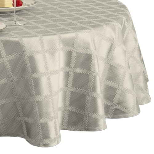 Lenox Laurel Leaf Tablecloth, Platinum, Oval, 70"W x 104"L