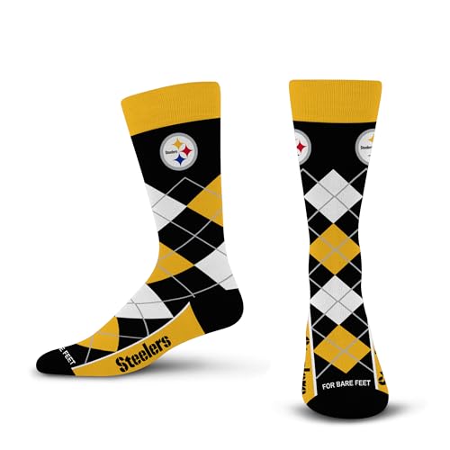 For Bare Feet NFL PITTSBURGH STEELERS Argyle Remix Premium Dress Sock Team Color OSFM