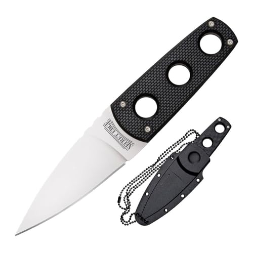 Cold Steel Secret Edge Durable Lightweight Japanese AUS8A Steel Drop Point 3.5" Fixed Blade Tactical Outdoor Hunting Concealed Carry Neck Knife, Griv-Ex Handle, Secure-Ex Sheath