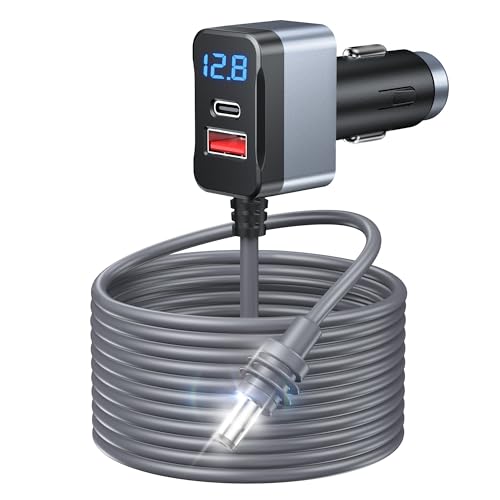 Starlink Mini Cable, 12V-24V Car Charger DC Power Cable+ Cigarette Lighter Adapter, LED Digital Display Durable Waterproof Cord 10FT/3M with USB C PD 30W and USB A Ports for Trucks and Car