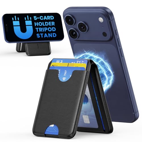 Nepagz Ultra-Strong Magnetic Phone Wallet for MagSafe Wallet for iPhone All Series RFID Leather with Stand 5 Card Holder for iPhone 17/16/15/14/13/12 and Pro/Promax,Gifts for Men, Men's Accessories