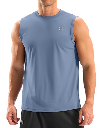 G Gradual Sleeveless Shirts for Men Workout Tank Tops Moisture Wicking Mens Muscle Shirt for Gym, Beach, Summer Casual (Slate Blue, M)