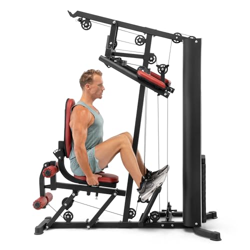 Marcy All-in-One Home Gym System with Tri-Action Press Arms, Adjustable Leg Press, and Full-Swivel Seat for Total Body Strength Training – Compact Multi-Station Workout Equipment MWM-0623