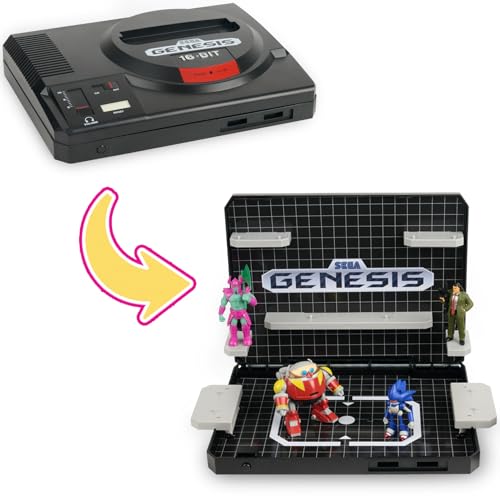 Console Heroes SEGA Genesis Supervillain Boss Bundle Display – Includes 4 Villain Figures + Cartridge Storage Tray – Officially Licensed SEGA Collector Set