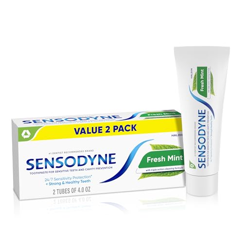 Sensodyne Fresh Mint Sensitive Toothpaste, ADA Accepted Toothpaste for Cavity Prevention and Sensitive Teeth Treatment - 4 Ounces (Pack of 2)