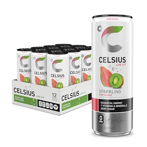 CELSIUS Sparkling Kiwi Guava, Sugar Free Energy Drink, 12 Fl Oz (Pack of 12)