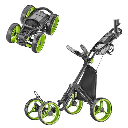 Caddytek Explorer V8 Golf Push Cart - SuperLite 4 Wheel Aluminum Foldable Cart with Adjustable Front Wheel Width, Foot Brake, Cooler Basket, Umbrella Holder, Drink Holder, Scorecard Console
