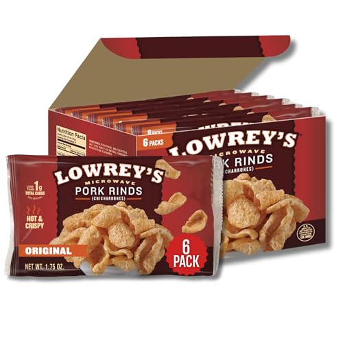 Lowrey's Bacon Curls Microwave Pork Rinds (Chicharrones), Original, 1.75 Ounce (Pack of 6)