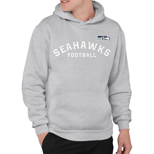 Junk Food NFL - Seattle Seahawks - Arched Front - Officially Licensed Adult Pullover Fleece Hoodie for Men and Women Athletic Heather