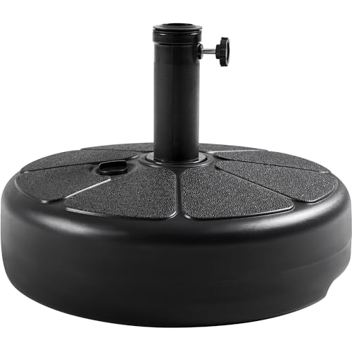 Yaheetech 22L Umbrella Base Stand - Round Water & Sand Filled Plastic Free-Standing Umbrella Base w/Built-in Handle & Anti-Slip Design for Outdoor/Lawn/Garden/Beach, Black