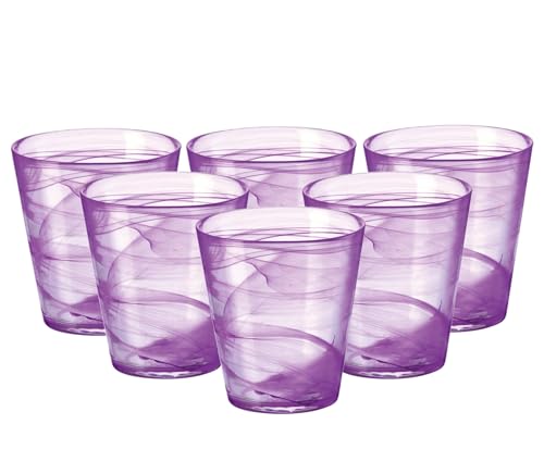 Bormioli Rocco Capri 12.5 oz. Water Glass for Juices, Mineral Water, and Drinks, Set of 6, Purple