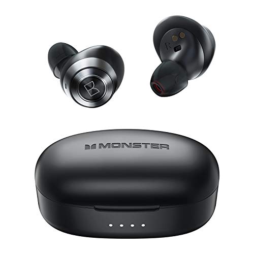 Monster Achieve 100 AirLinks Wireless Earbuds,Super Fast Charge,Bluetooth 5.0 in-Ear Stereo Headphones with USB-C Charging Case,Built-in Mic for Clear Calls,Water Resistant Design for Sports