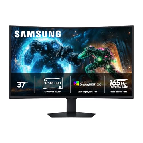 Samsung 37” Odyssey G7 (G75F) 4K UHD Resolution, 165Hz, Curved Gaming Monitor, 1ms Response Time (GtG), VESA DisplayHDR™ 600, AMD FreeSync™ Premium Pro, LS37FG75DENXZA, 2025