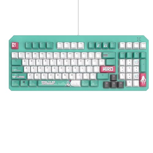 ASUS TUF Gaming K3 Gen II Hatsune Miku Edition Wired USB Gaming Keyboard – 97-Key Compact Layout, Optical-Mechanical RGB Switches, PBT Keycaps, Detachable Top Plate, IP57 Rated, PC/Mac Support - Aqua