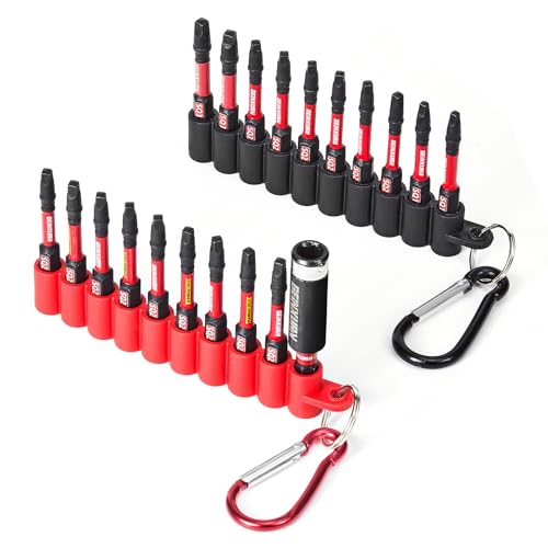 Geinxurn Impact Square Screwdriver Bits Set, 20 Pieces 2”Magnetic(SQ1/SQ2/SQ3) S2 Steel Multi Cross Driver Bits and 1 Pc Bit Holder with Soft Hanging Strips