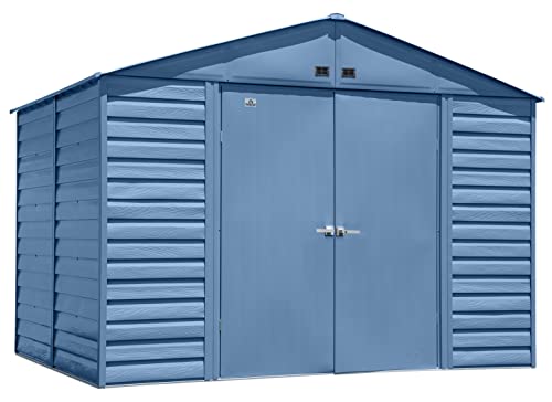 Arrow Select 10' x 8' Outdoor Lockable Steel Storage Shed Building, Blue Grey