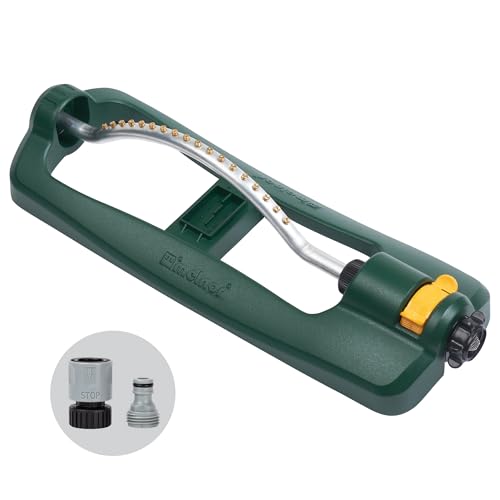 Melnor 65132AMZ TurboTek Turbo Oscillating Sprinkler with Brass Nozzles and QuickConnect Set, Green, Yellow, Black