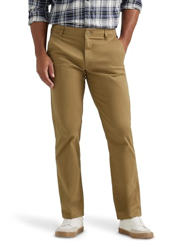 Lee Men's Extreme Motion Flat Front Regular Straight Pant Bronze 32W x 30L