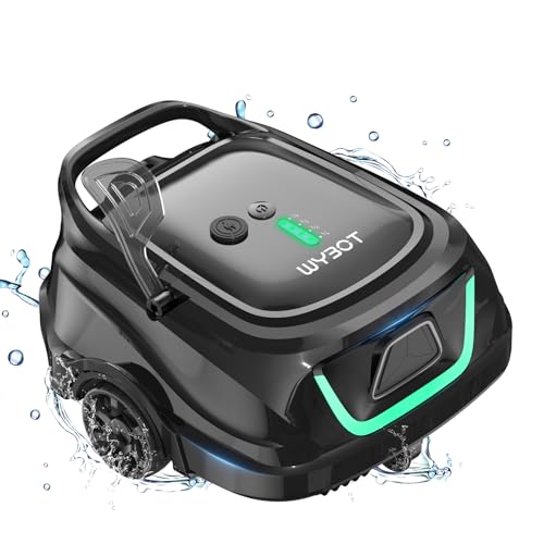 WYBOT A1 Robotic Pool Cleaner – Dual-Layer Filtration, Strong Suction, 130 Mins Runtime, Cordless Pool Vacuum for Above-Ground & Flat Pools up to 1,100 Sq. Ft., 4 Cleaning Modes (Abyss Black Green)